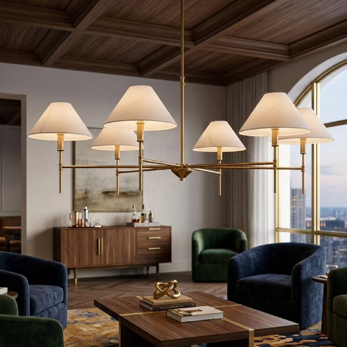 White Linen 6-Light Chandelier | Oroa.com