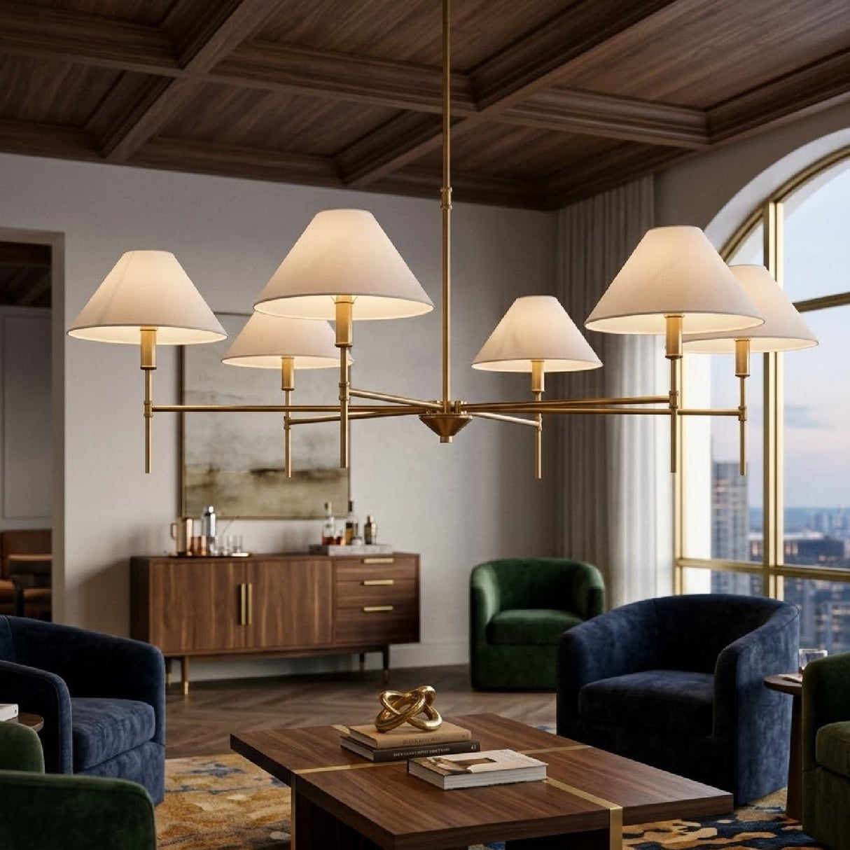 Modern European furniture - White Linen 6-Light Chandelier - www.oroa.com