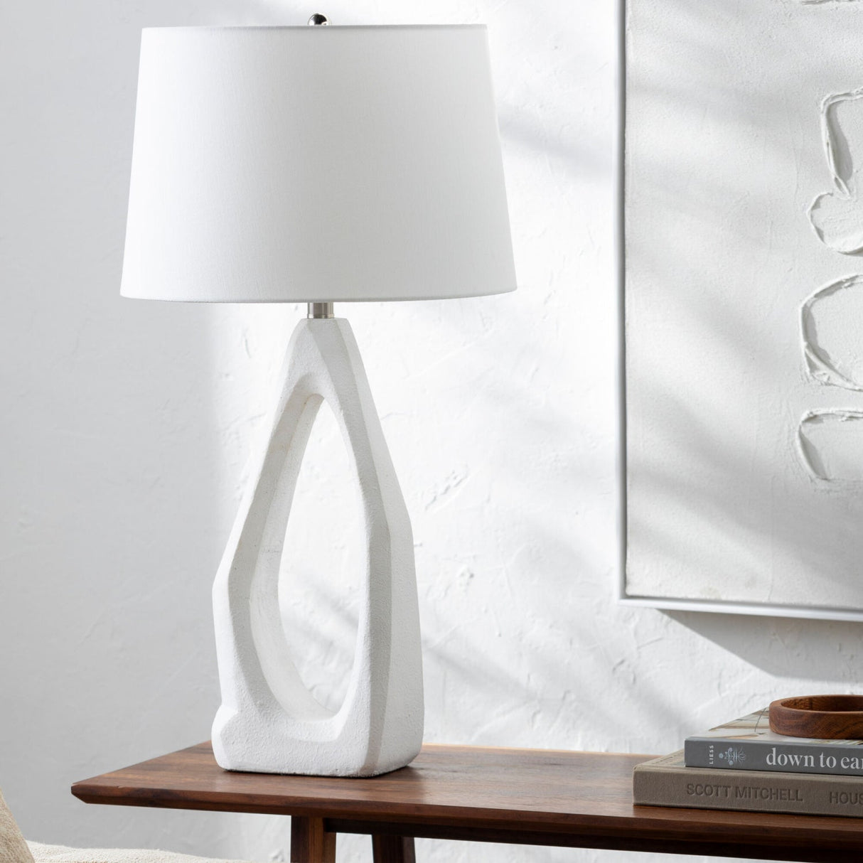 Modern European furniture - White Carved Base Table Lamp - www.oroa.com