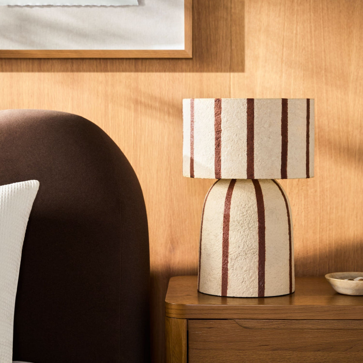Modern European furniture - Beige Striped Accent Table Lamp - www.oroa.com