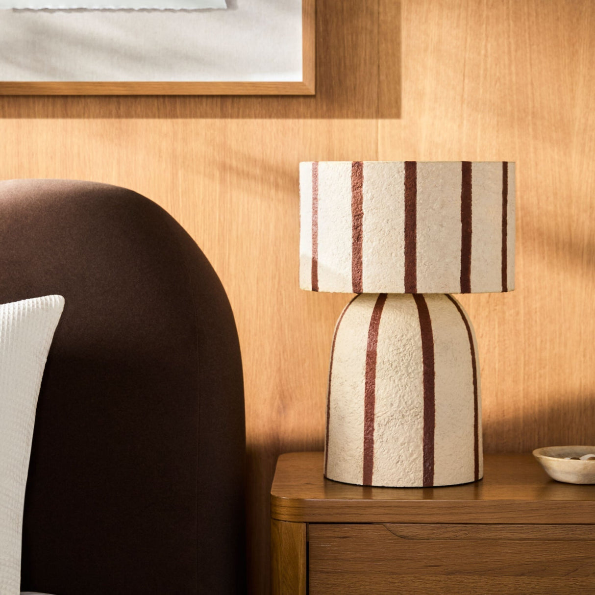 Modern European furniture - Beige Striped Accent Table Lamp - www.oroa.com