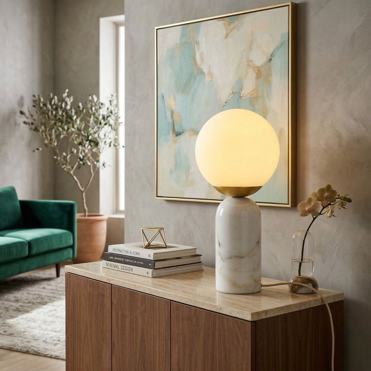Modern European furniture - Marble White Glass Table Lamp - www.oroa.com