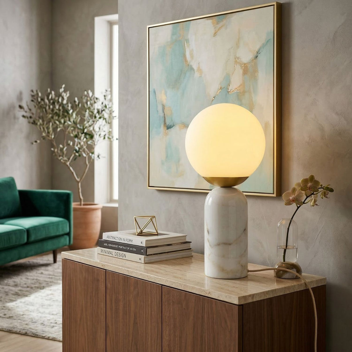Modern European furniture - Marble White Glass Table Lamp - www.oroa.com
