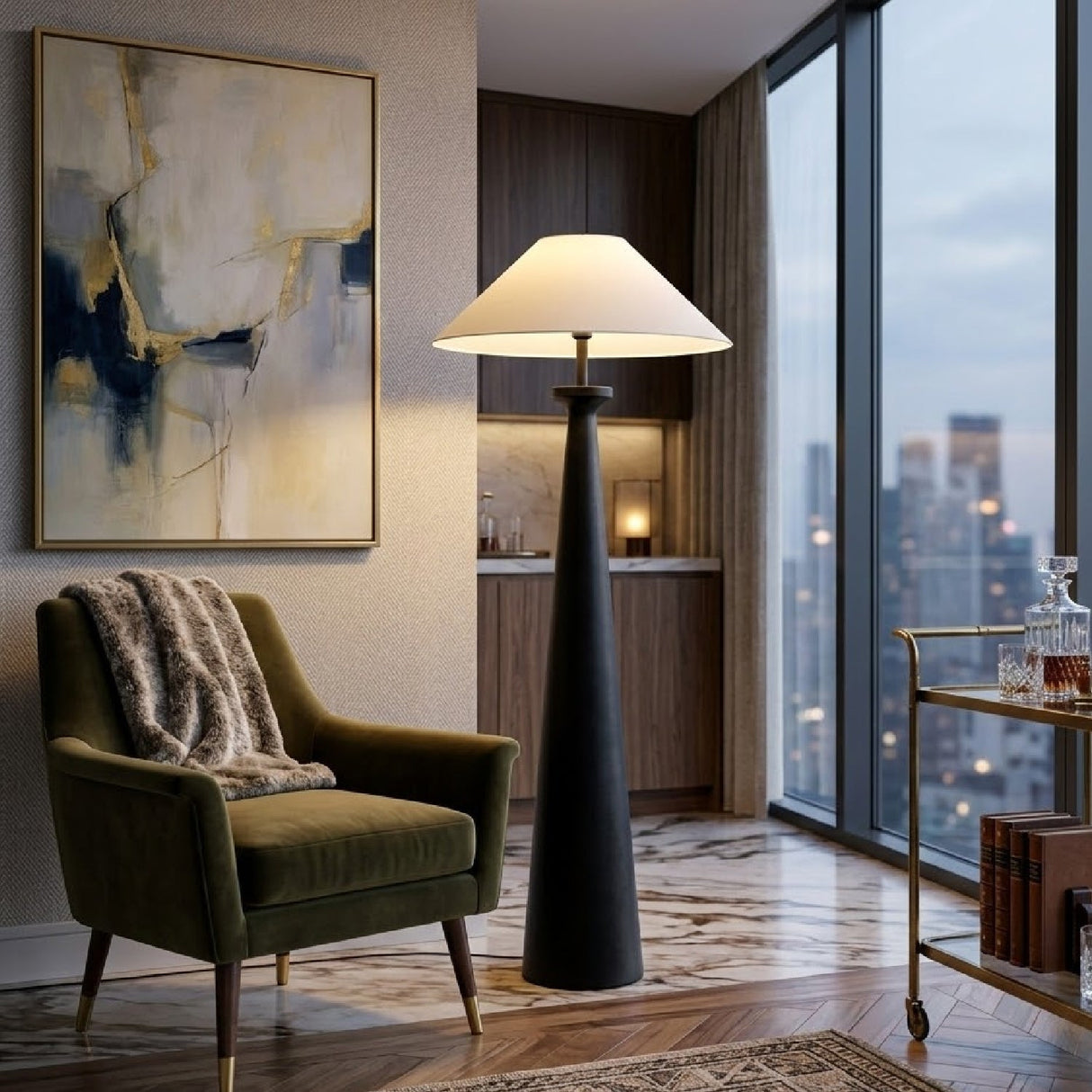 Modern European furniture - Black Base Accent Floor Lamp - www.oroa.com