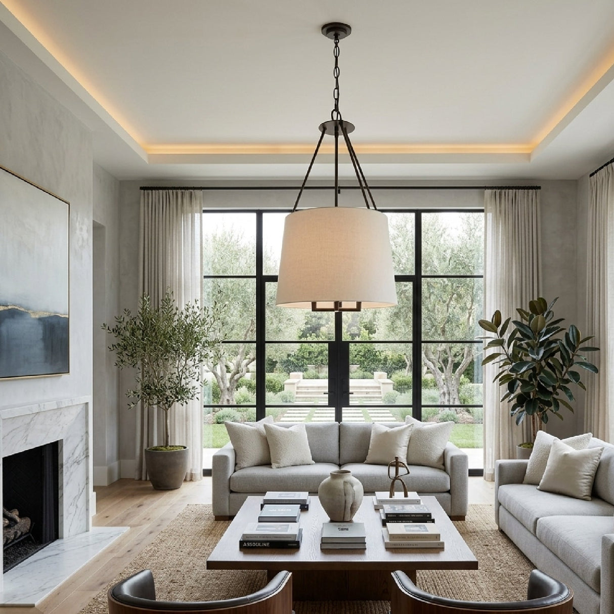 Modern European furniture - White Linen Chandelier - www.oroa.com
