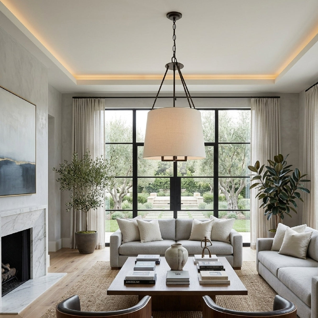 Modern European furniture - White Linen Chandelier - www.oroa.com