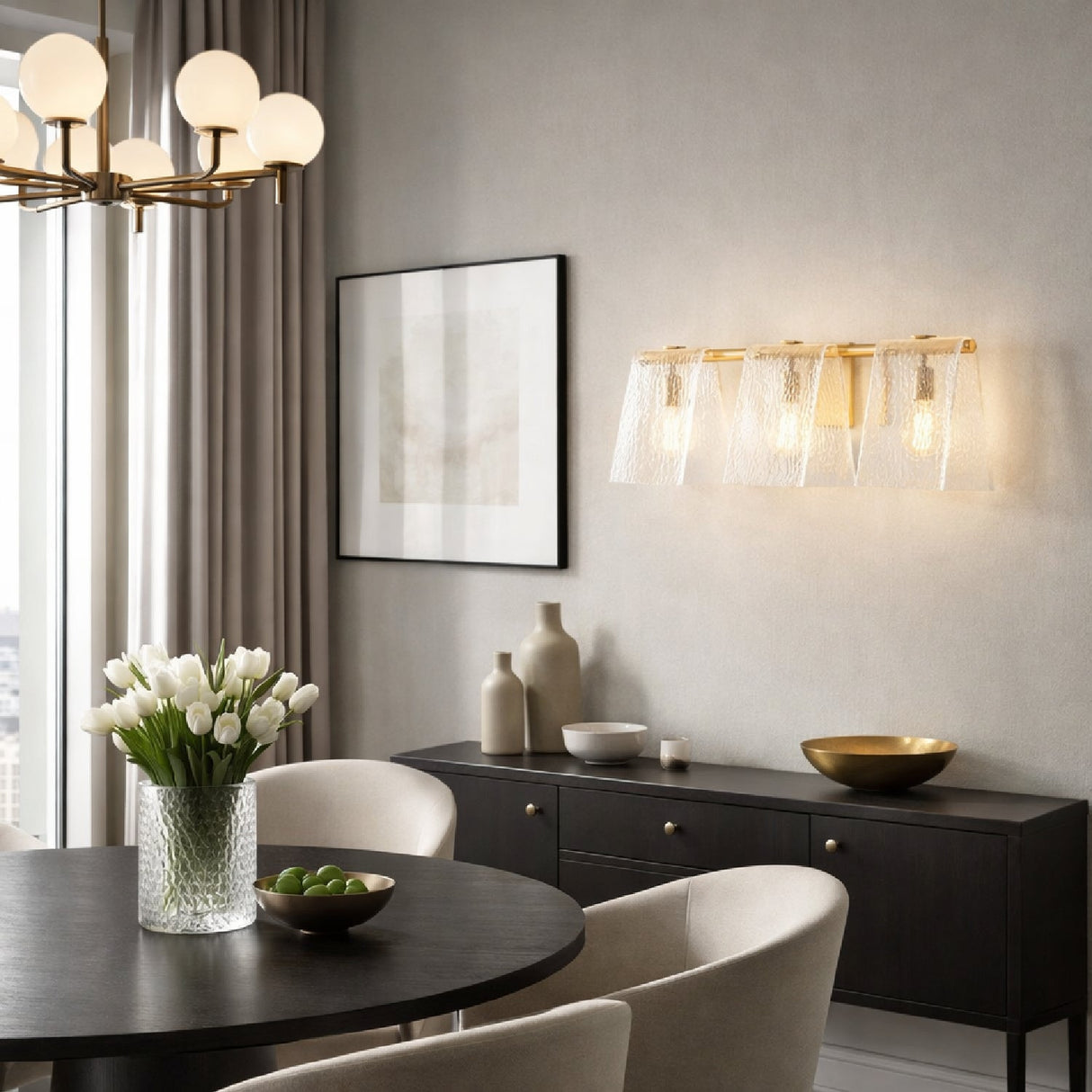 Modern European furniture - 3-Light Glass Pyramid Wall Lamp - www.oroa.com