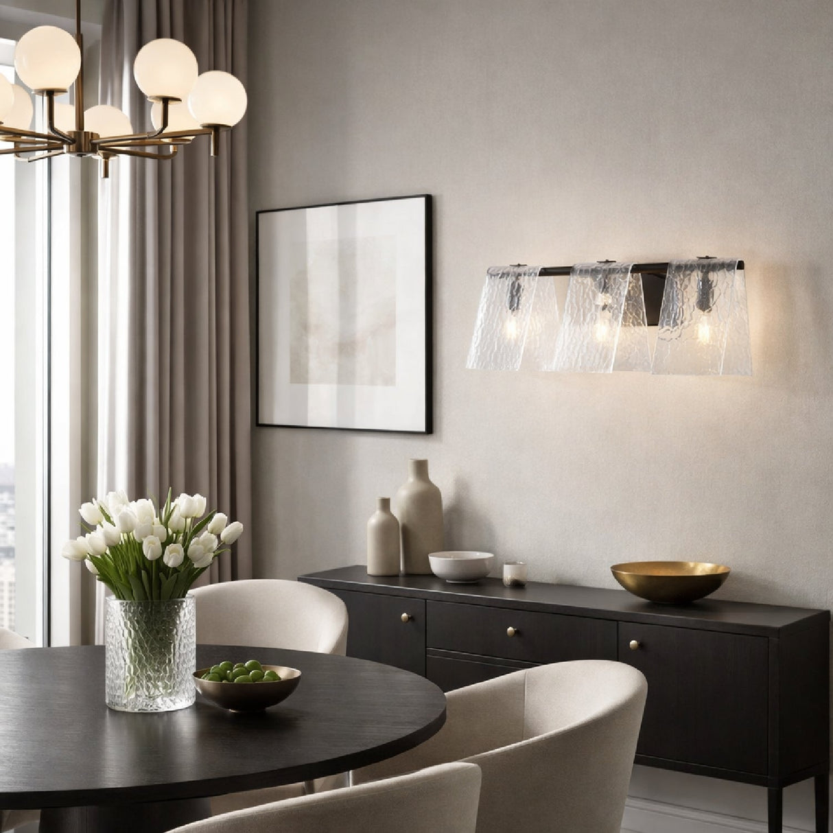 Modern European furniture - 3-Light Glass Pyramid Wall Lamp - www.oroa.com