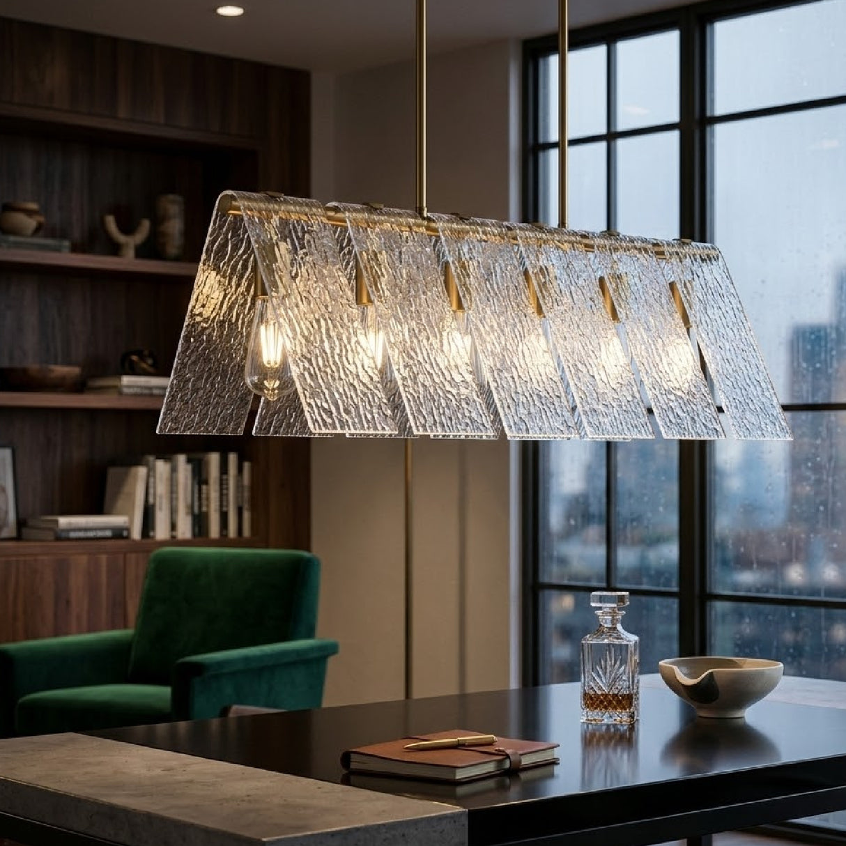 Modern European furniture - 6-Light Clear Glass Linear Chandelier - www.oroa.com