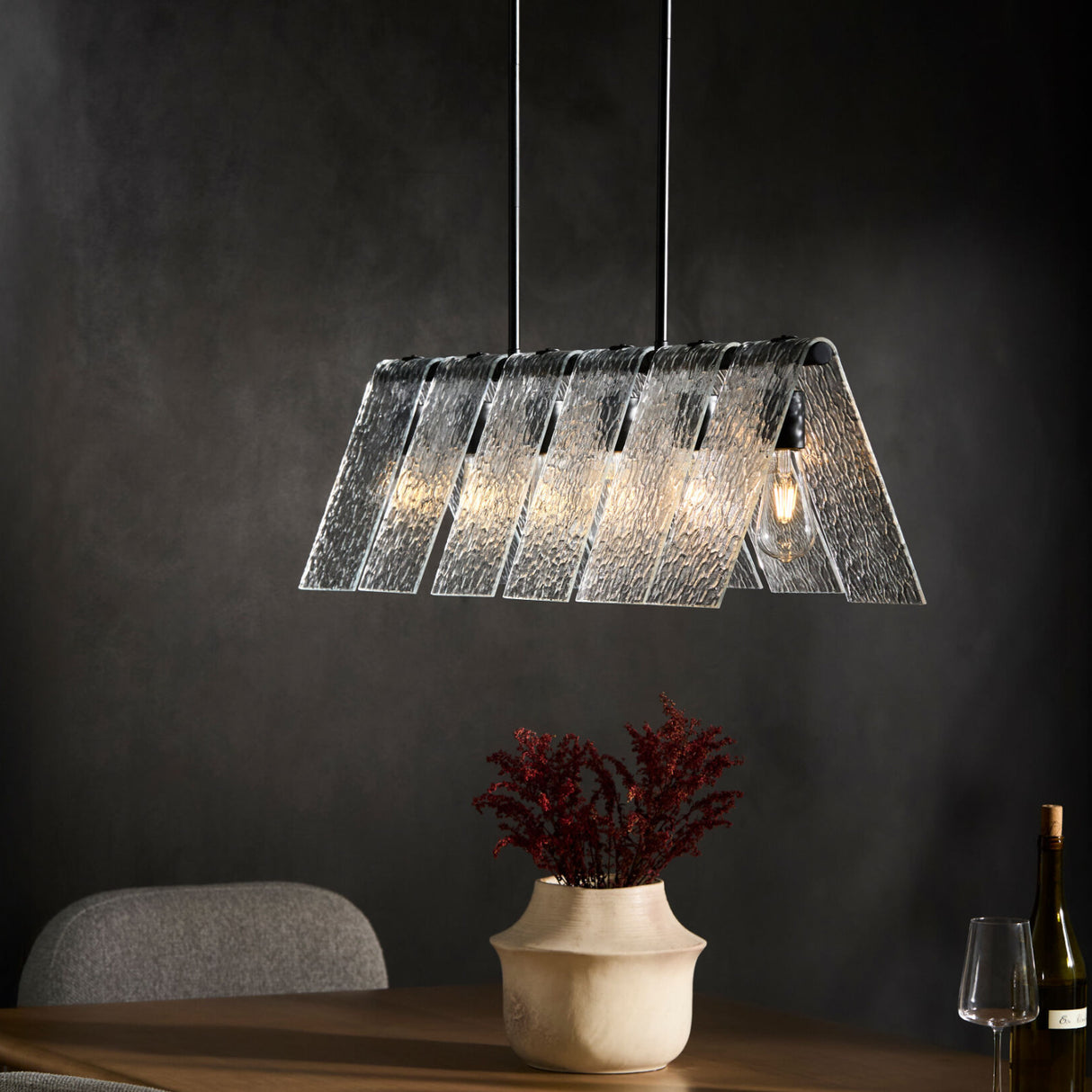 Modern European furniture - 6-Light Clear Glass Linear Chandelier - www.oroa.com