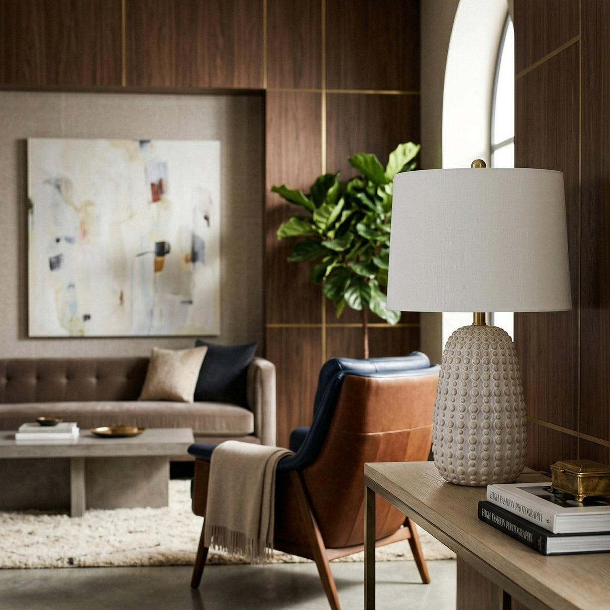 Modern European furniture - Glazed Cream Ceramic Table Lamp - www.oroa.com