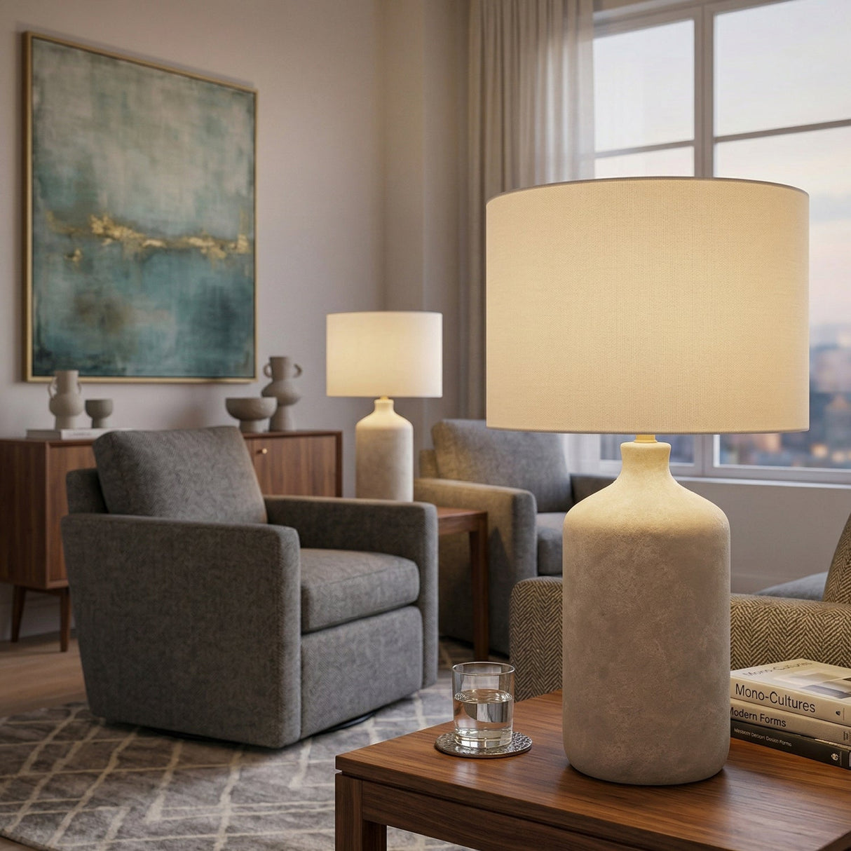Modern European furniture - Painted White Ceramic Table Lamp - www.oroa.com