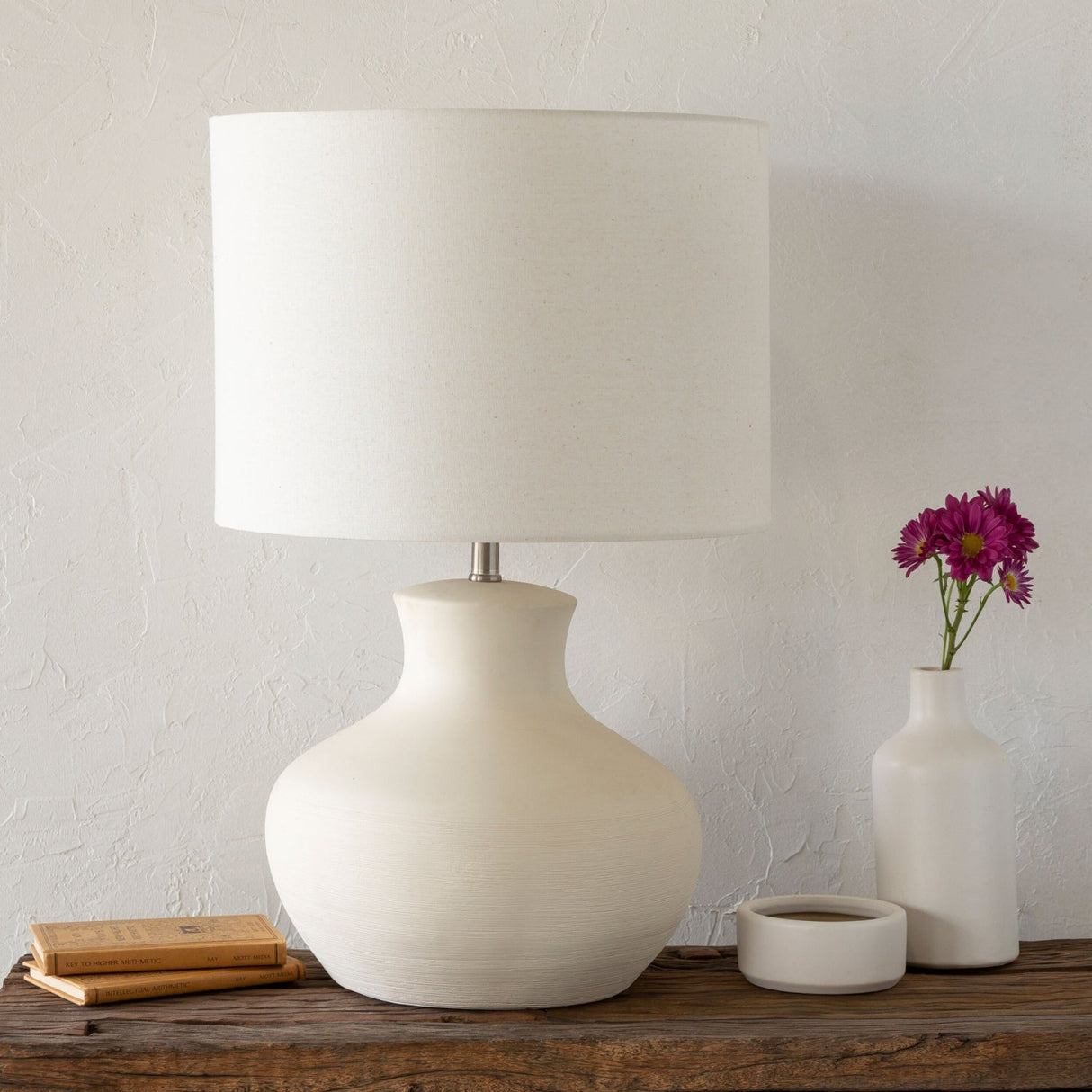 Modern European furniture - Glazed Cream Ceramic Table Lamp - www.oroa.com
