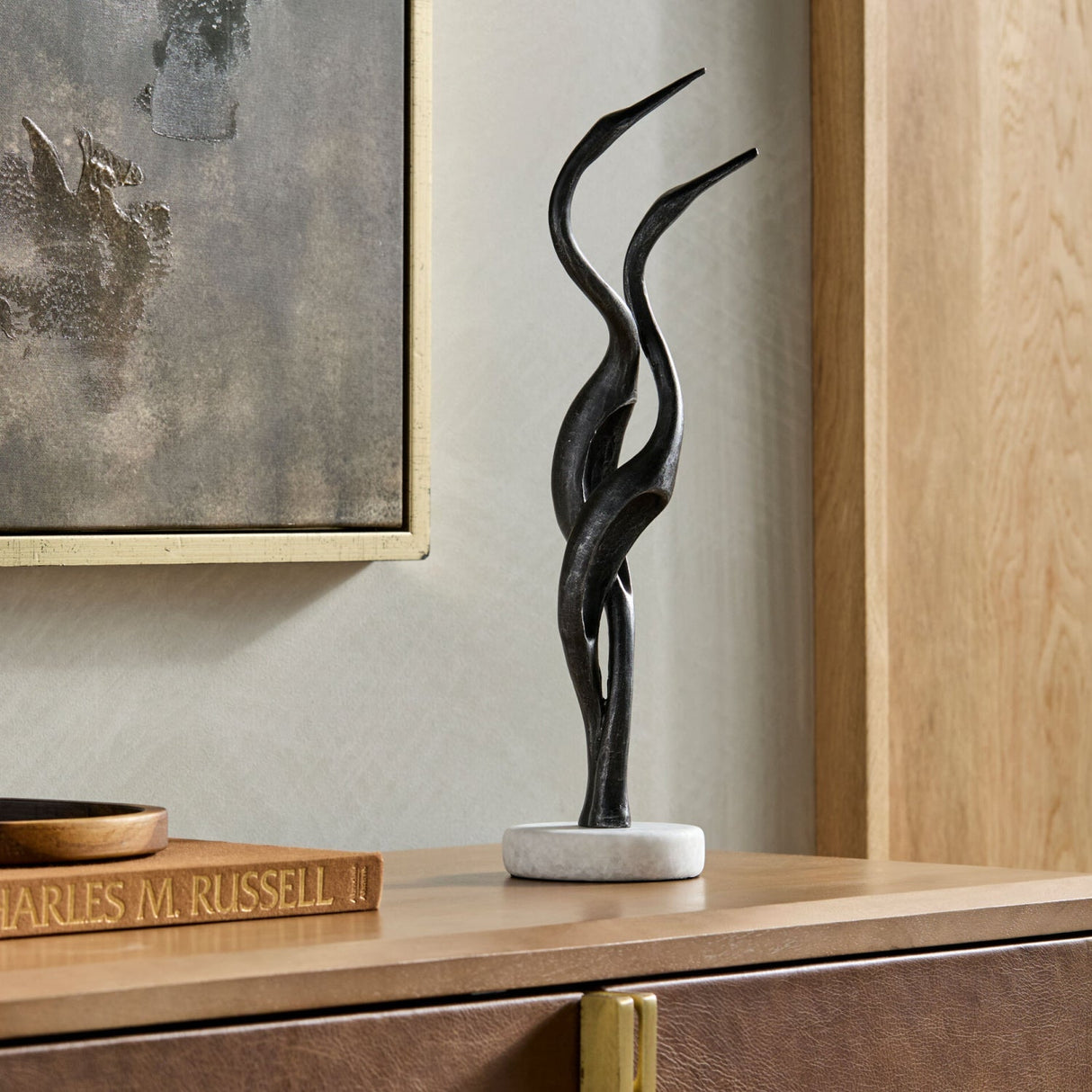 Modern European furniture - Blackened Silver Abstract Sculpture - www.oroa.com