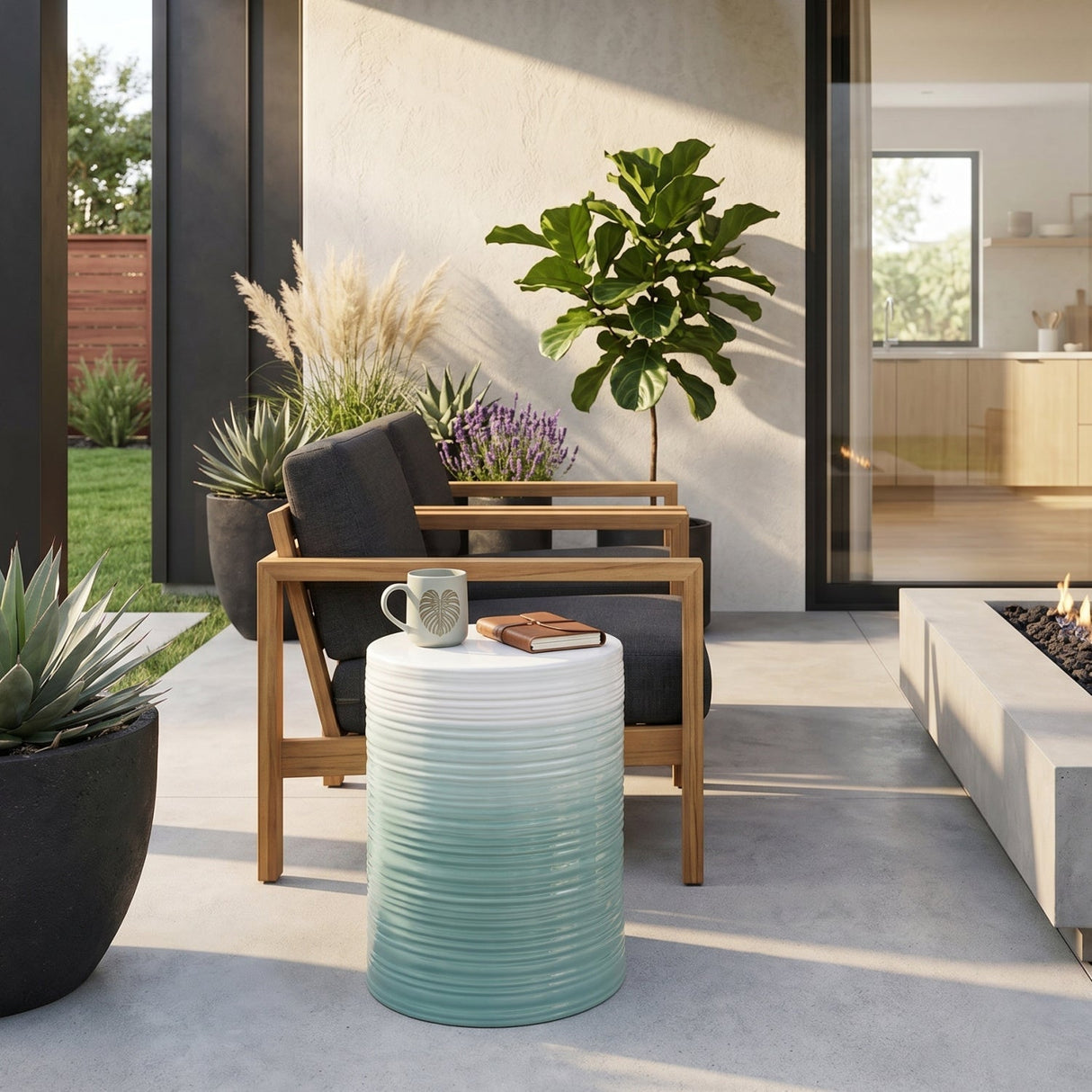 Modern European furniture - Ceramic Cylindrical Outdoor Stool - www.oroa.com
