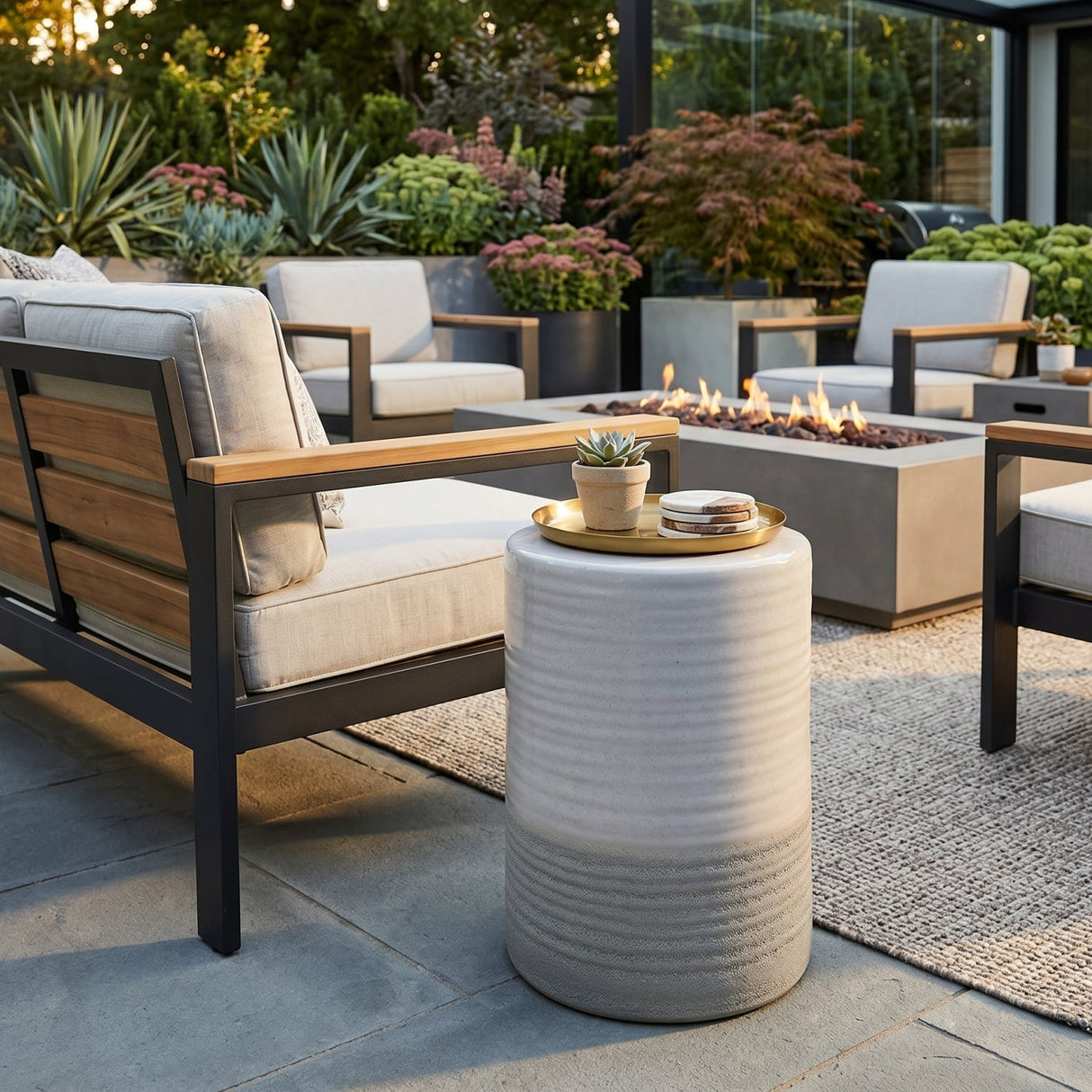 Modern European furniture - Ceramic Cylindrical Outdoor Stool - www.oroa.com