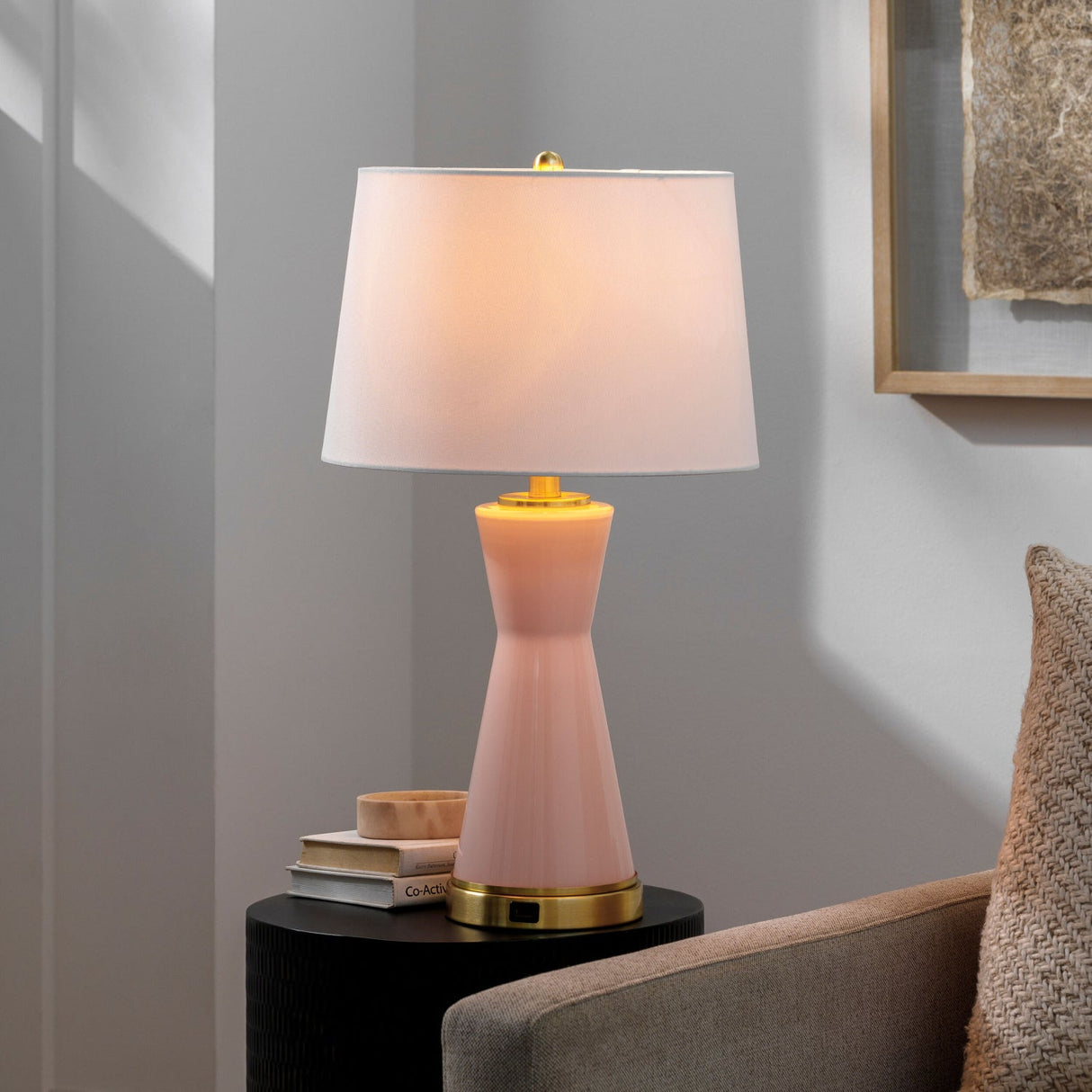 Modern European furniture - Pink Glass Accent Table Lamp - www.oroa.com