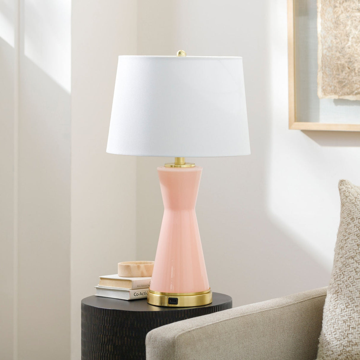 Modern European furniture - Pink Glass Accent Table Lamp - www.oroa.com
