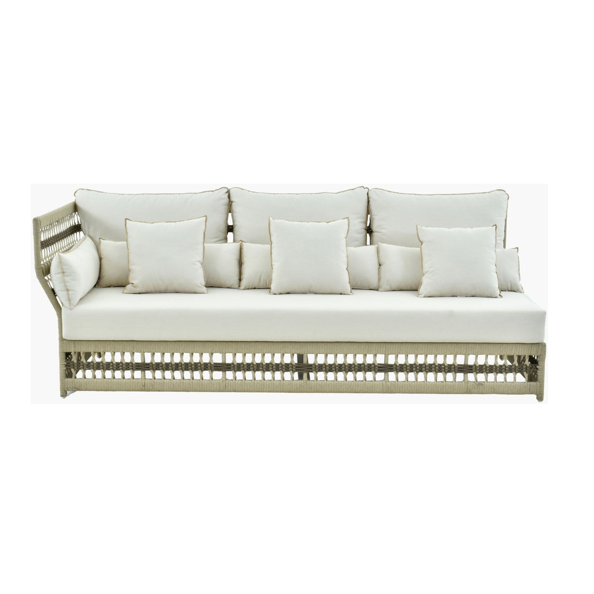 Modern European furniture - Cream Aluminum Outdoor Left-Armed Sofa - www.oroa.com