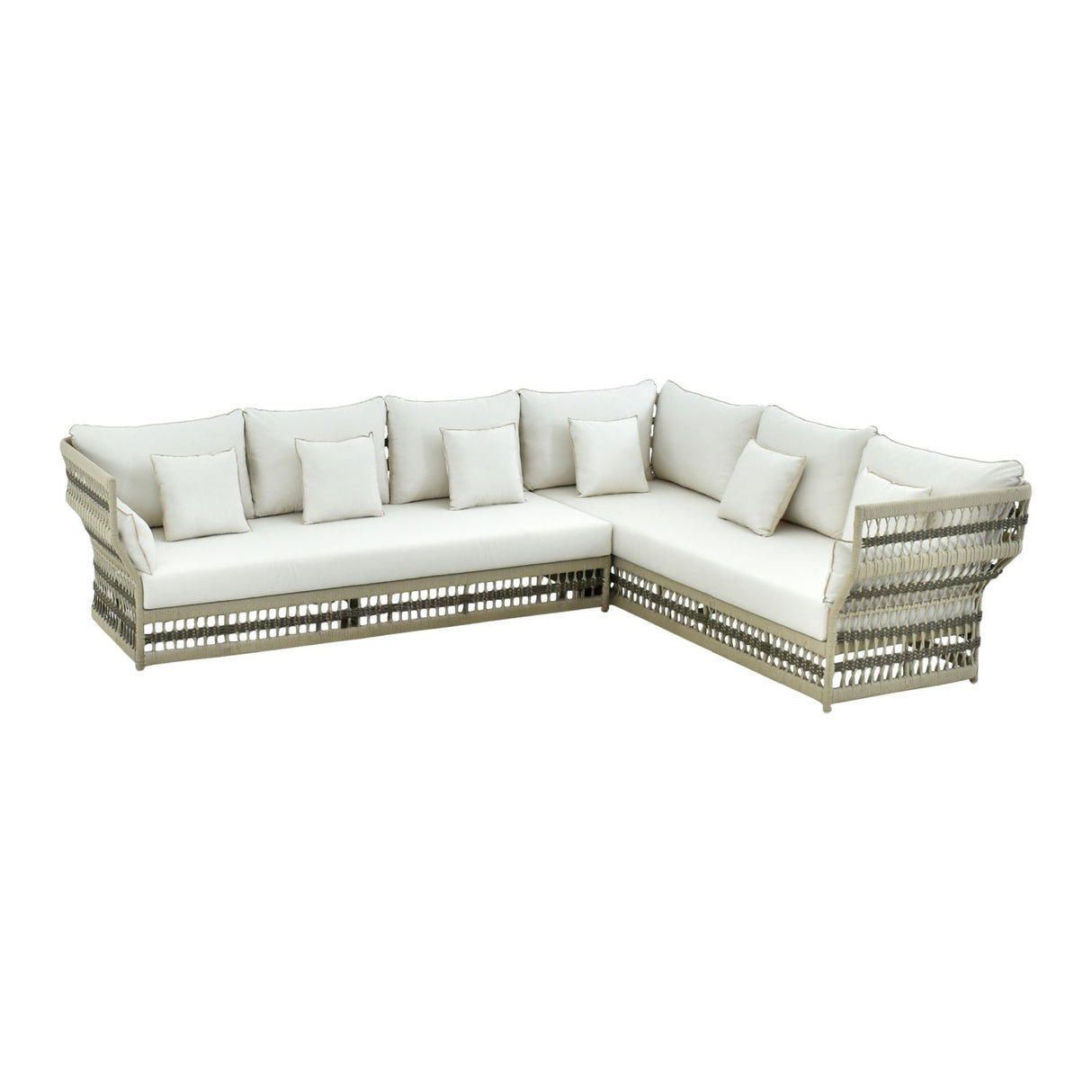 Modern European furniture - Cream Aluminum Outdoor Left-Armed Sofa - www.oroa.com