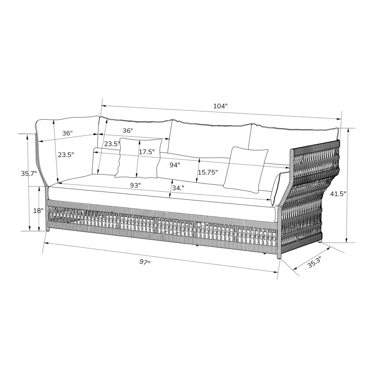 Modern European furniture - Cream Aluminum Outdoor Left-Armed Sofa - www.oroa.com