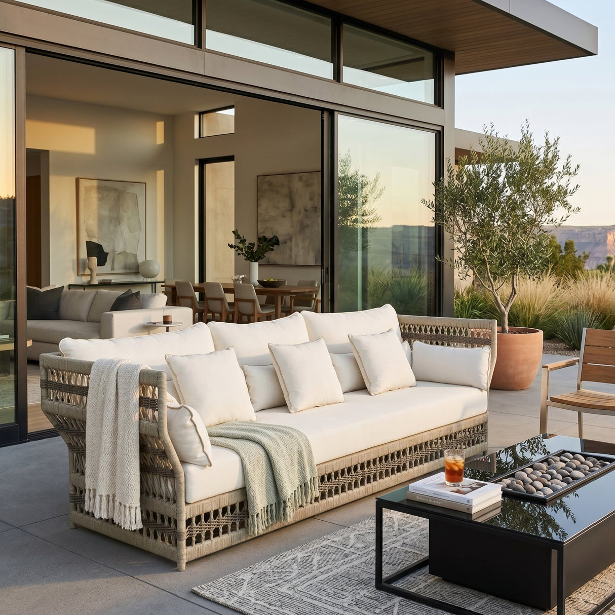 Modern European furniture - Cream Aluminum Outdoor Sectional Sofa - www.oroa.com