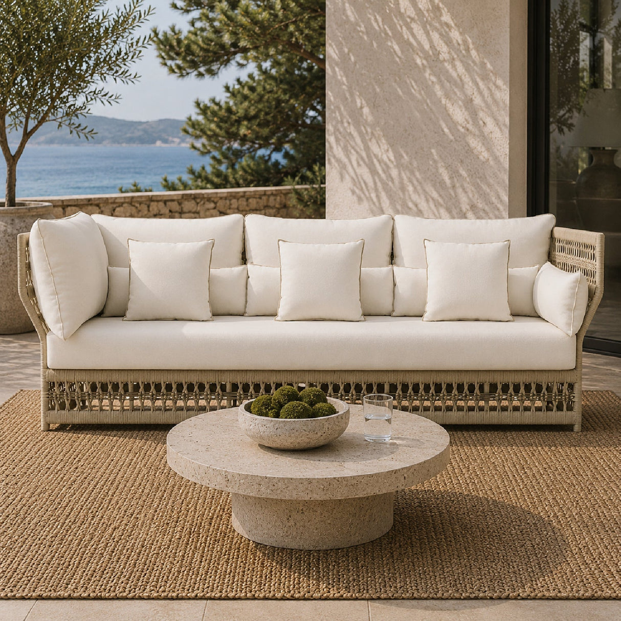 Modern European furniture - Cream Aluminum Outdoor Sectional Sofa - www.oroa.com