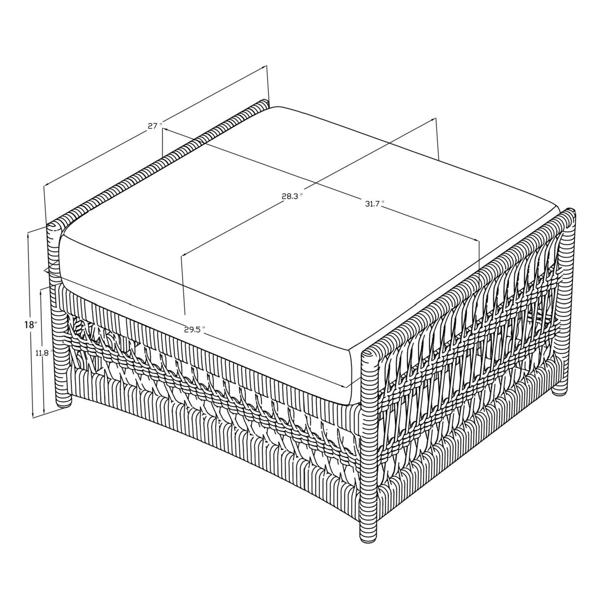 Modern European furniture - Cream Aluminum Outdoor Ottoman - www.oroa.com