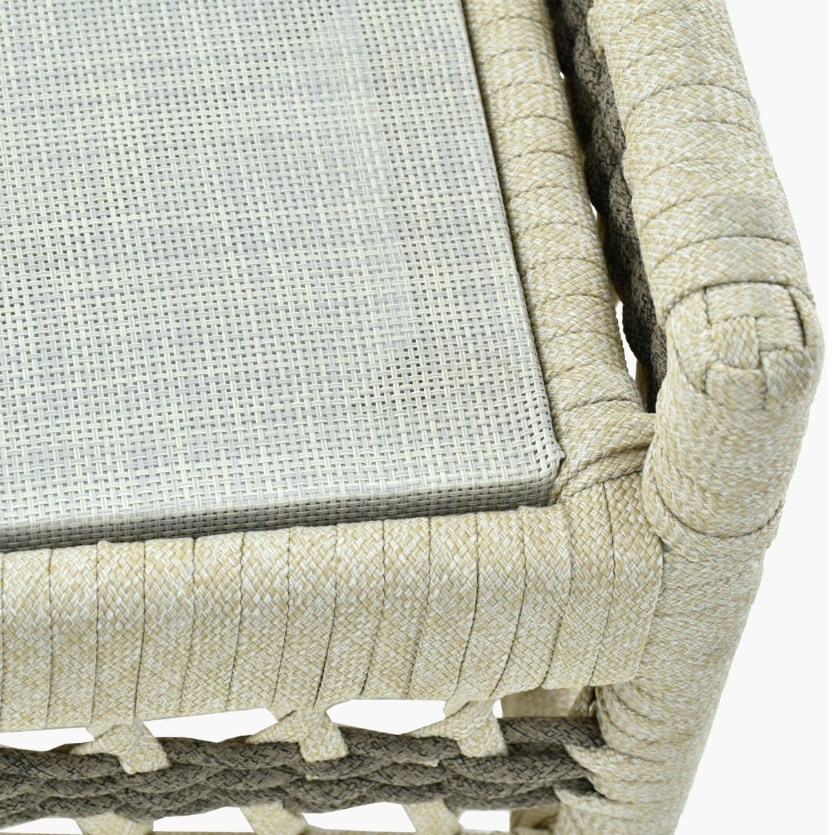 Modern European furniture - Cream Aluminum Outdoor Ottoman - www.oroa.com