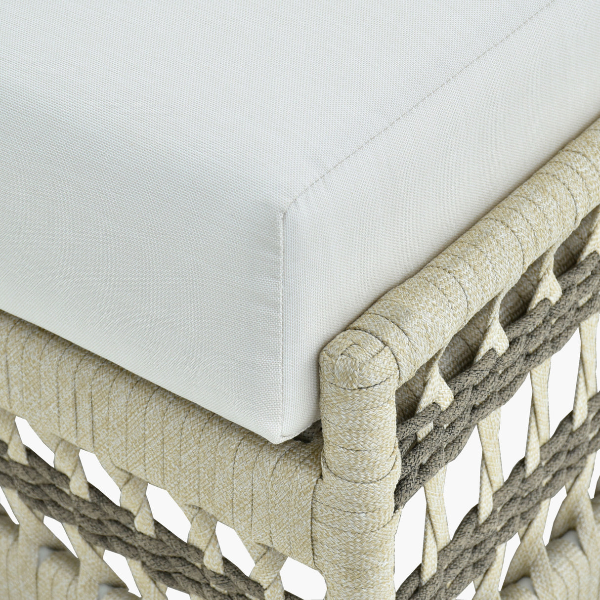 Modern European furniture - Cream Aluminum Outdoor Ottoman - www.oroa.com