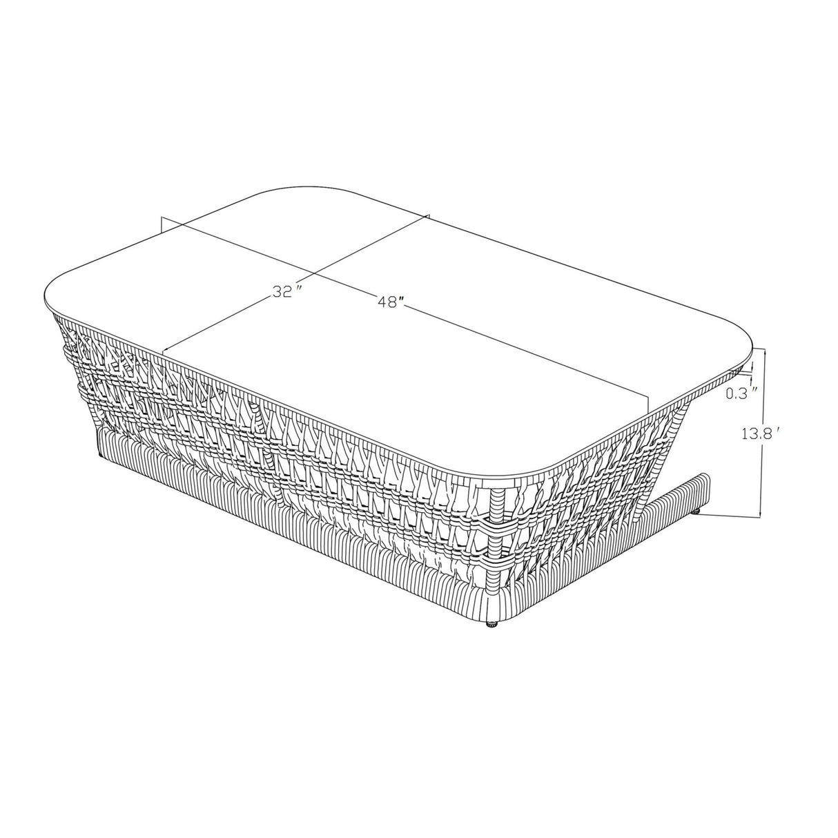 Modern European furniture - Cream Aluminum Outdoor Coffee Table - www.oroa.com