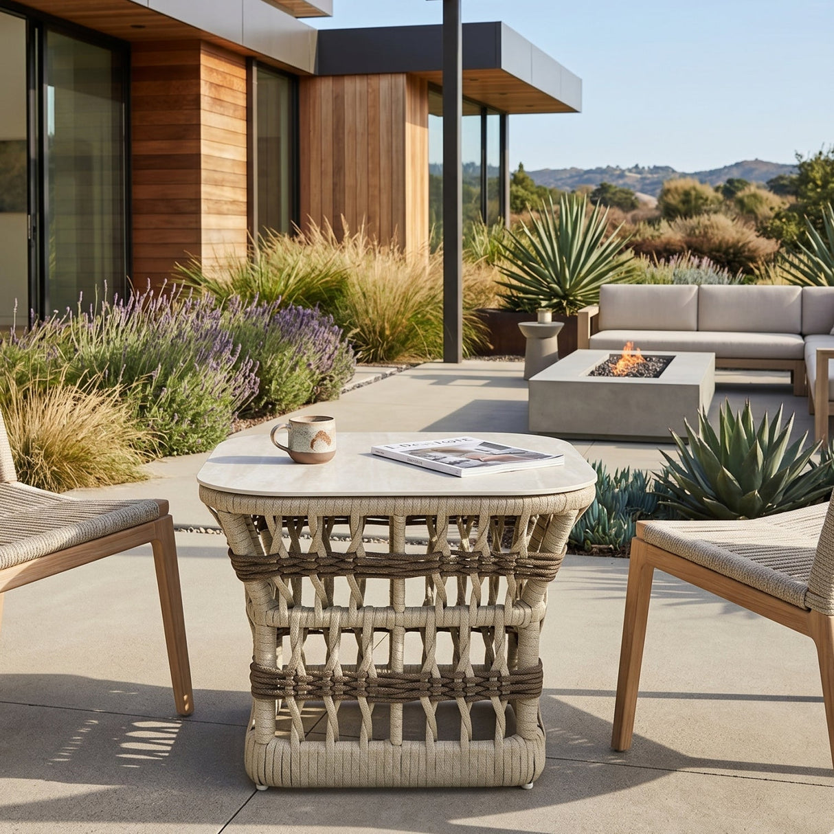 Modern European furniture - Cream Aluminum Outdoor End Table - www.oroa.com