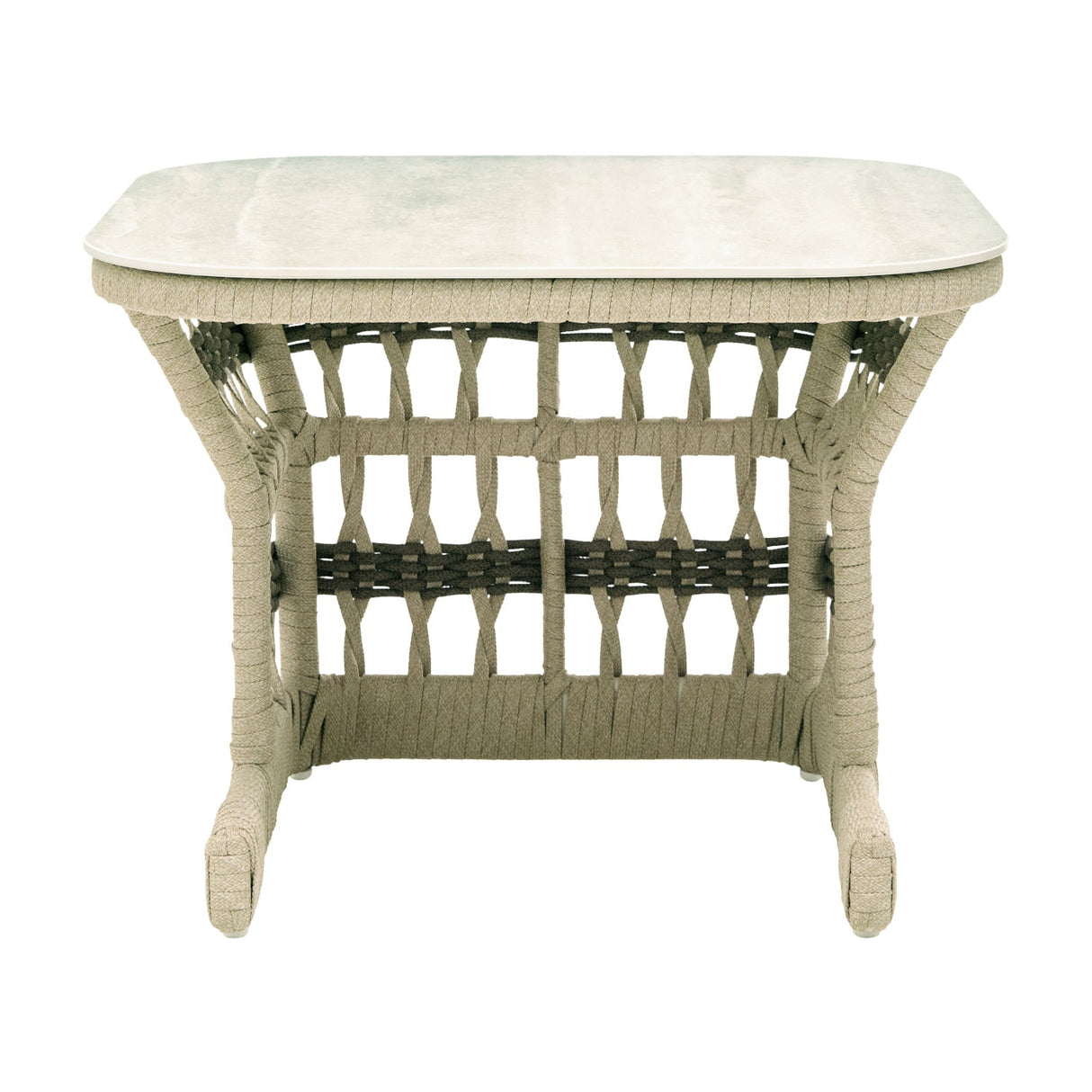 Modern European furniture - Cream Aluminum Outdoor End Table - www.oroa.com