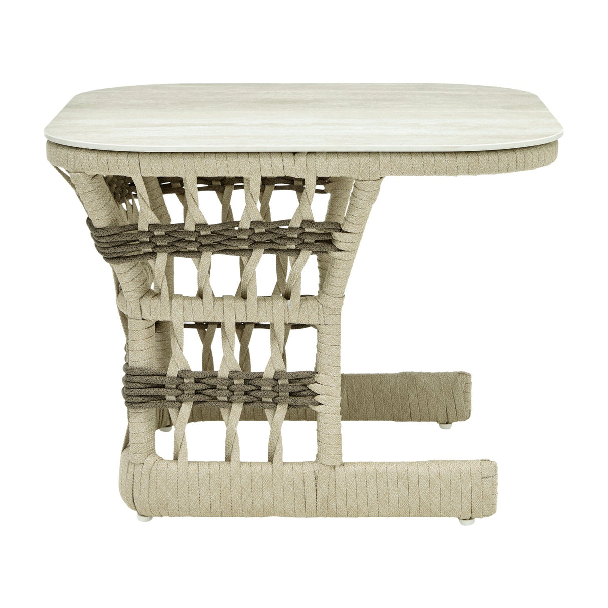 Modern European furniture - Cream Aluminum Outdoor End Table - www.oroa.com