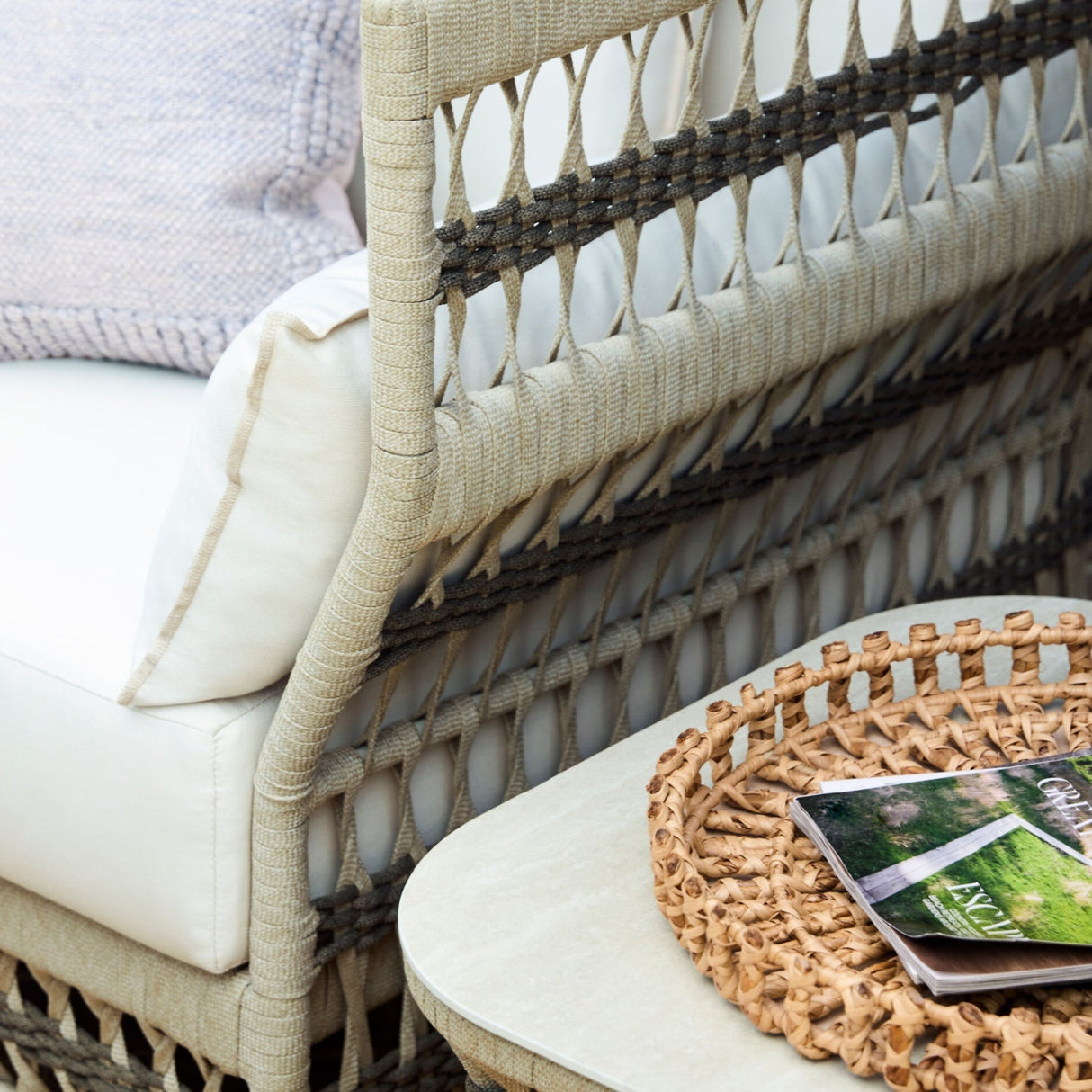 Modern European furniture - Cream Aluminum Outdoor End Table - www.oroa.com