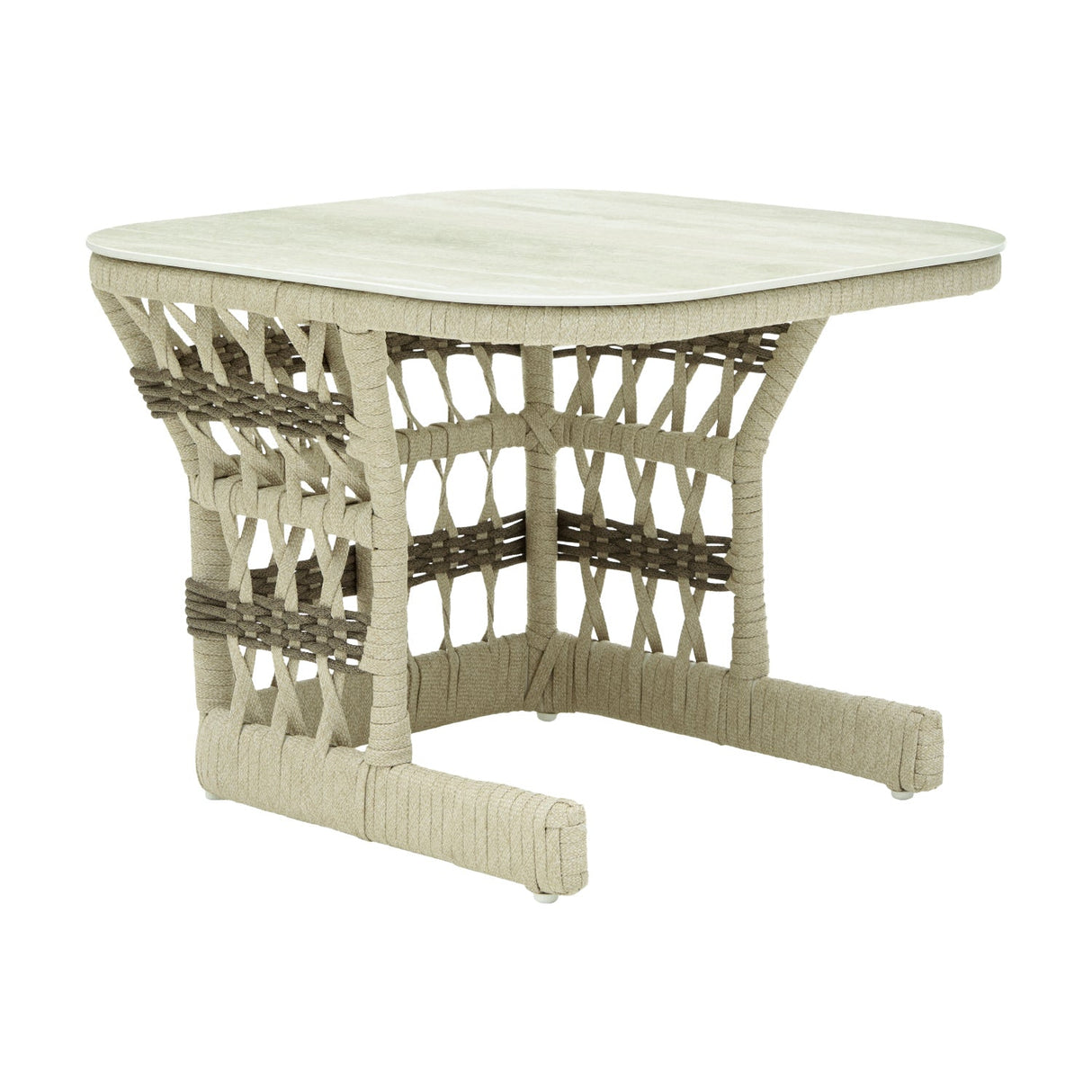 Modern European furniture - Cream Aluminum Outdoor End Table - www.oroa.com