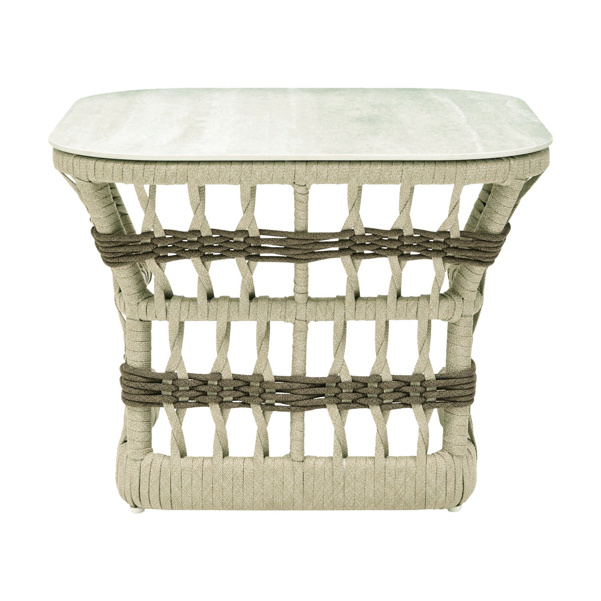 Modern European furniture - Cream Aluminum Outdoor End Table - www.oroa.com