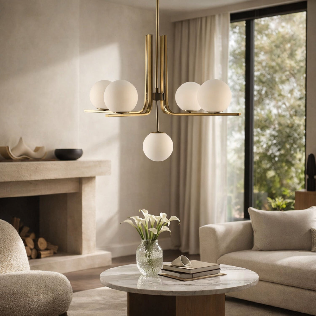Modern European furniture - 5-Light White Glass Orbs Chandelier - www.oroa.com