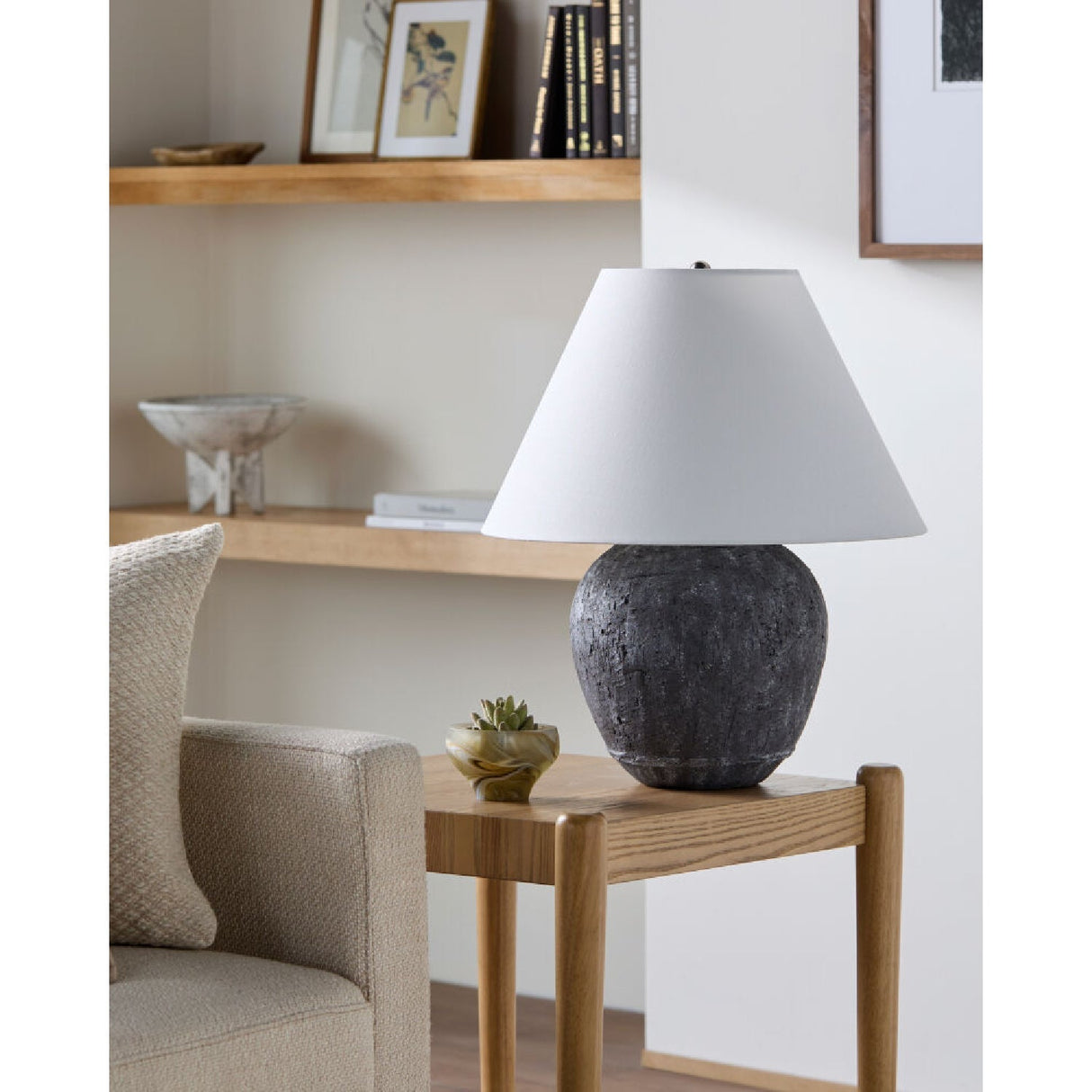 Modern European furniture - Black Cement Accent Table Lamp - www.oroa.com