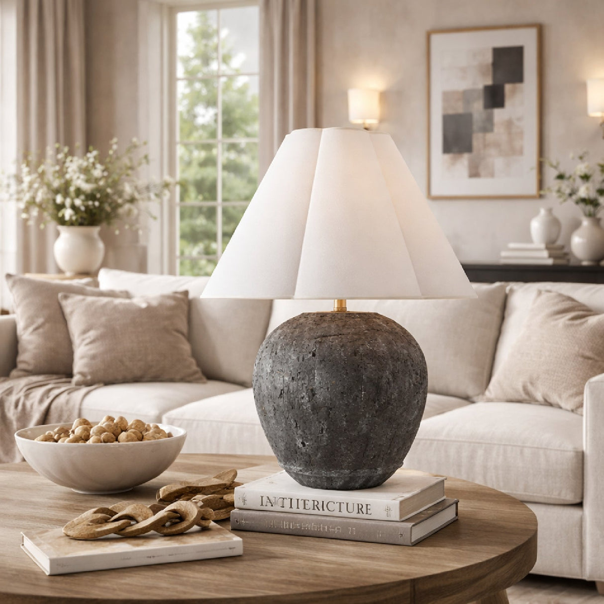 Modern European furniture - Black Cement Accent Table Lamp - www.oroa.com