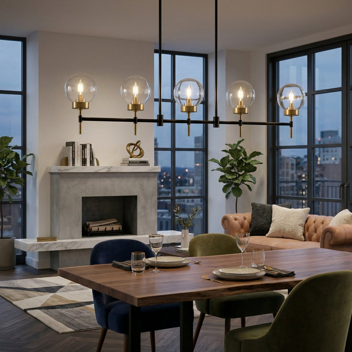 Modern European furniture - 5-Light Glass Linear Chandelier - www.oroa.com
