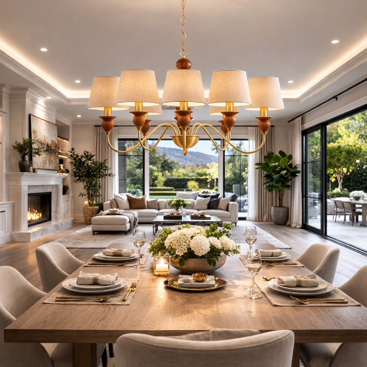 Modern European furniture - 5-Light Linen Classic Chandelier - www.oroa.com