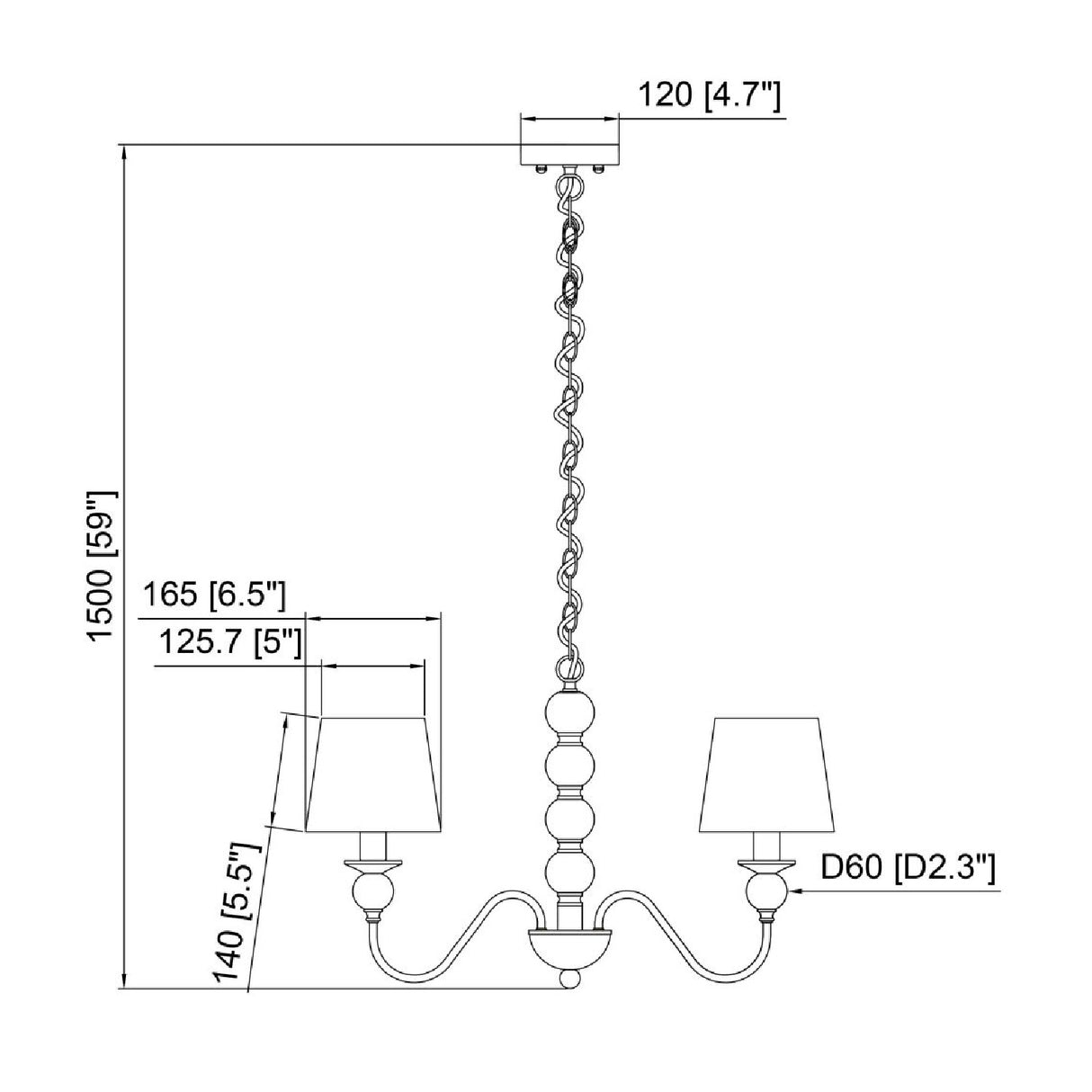 3-Light Linen Classic Chandelier | Oroa.com