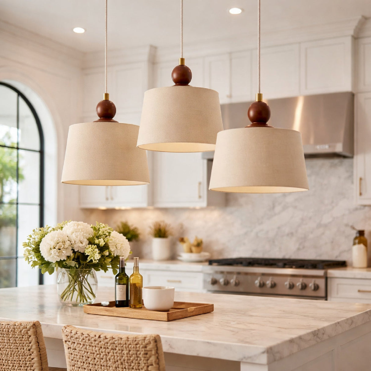 Modern European furniture - 3-Light Linen Chandelier - www.oroa.com