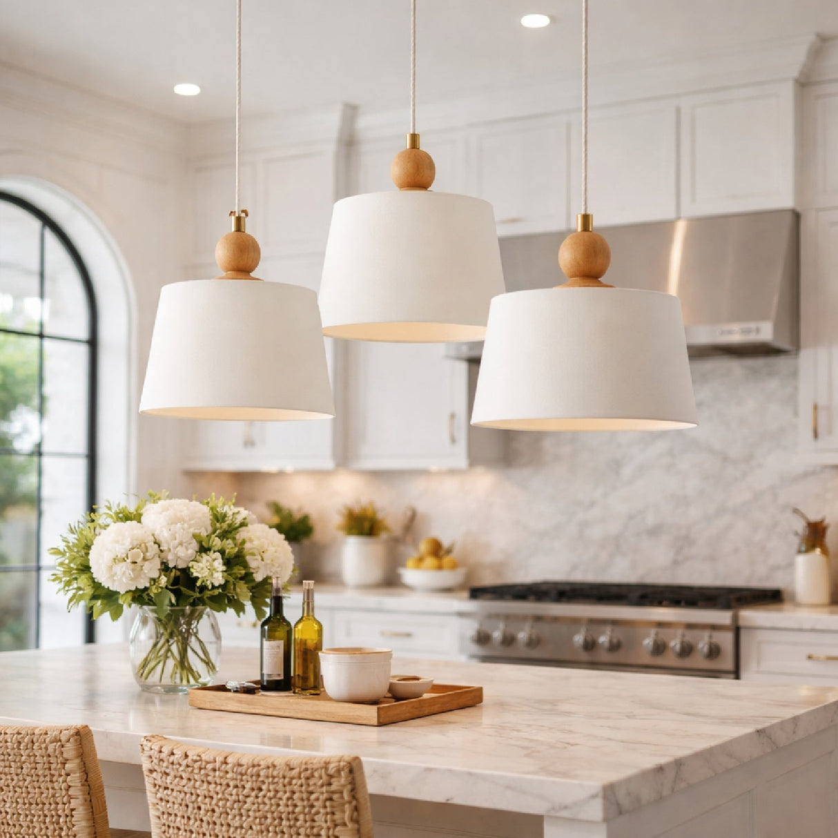 Modern European furniture - 3-Light Linen Chandelier - www.oroa.com