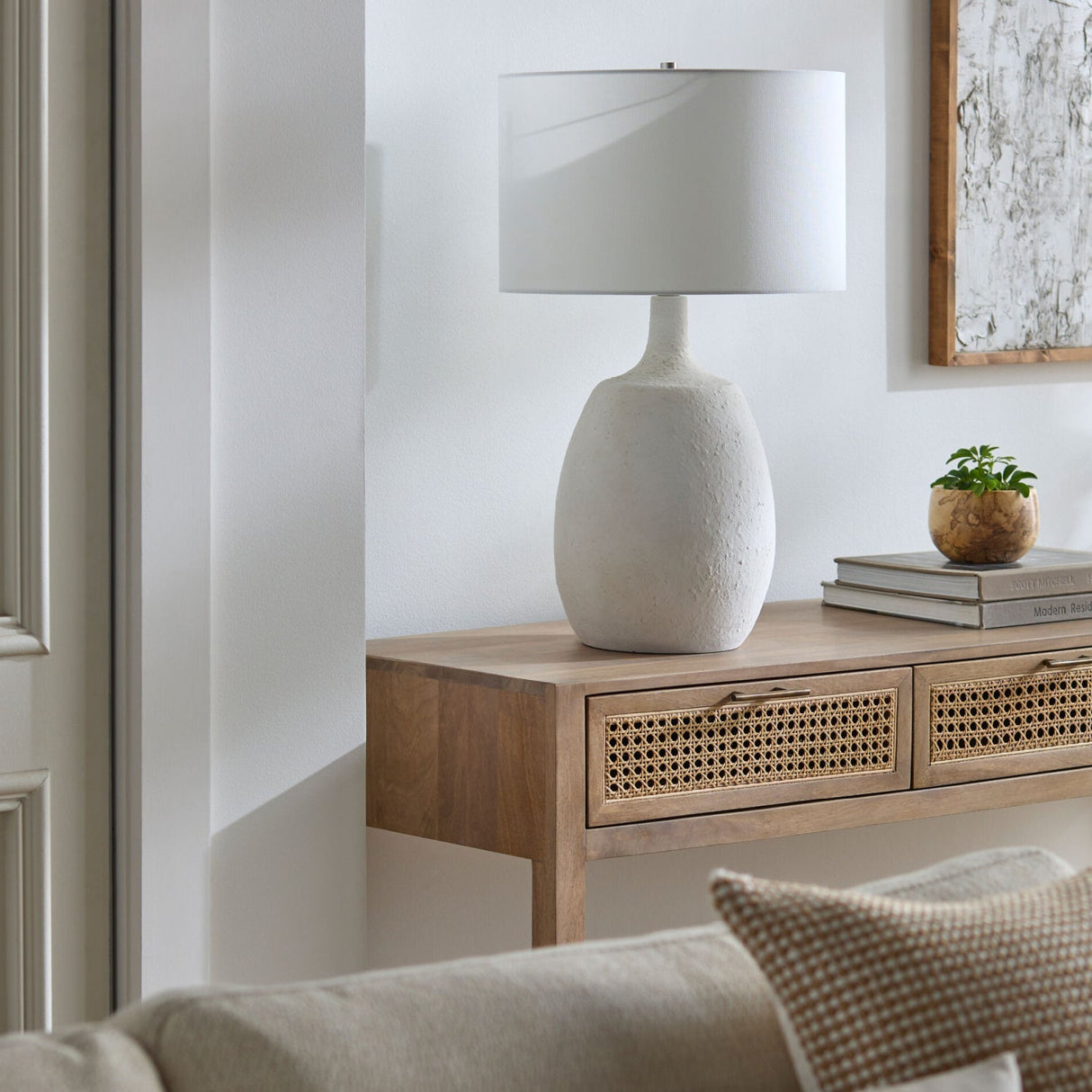 Modern European furniture - White Cement Accent Table Lamp - www.oroa.com