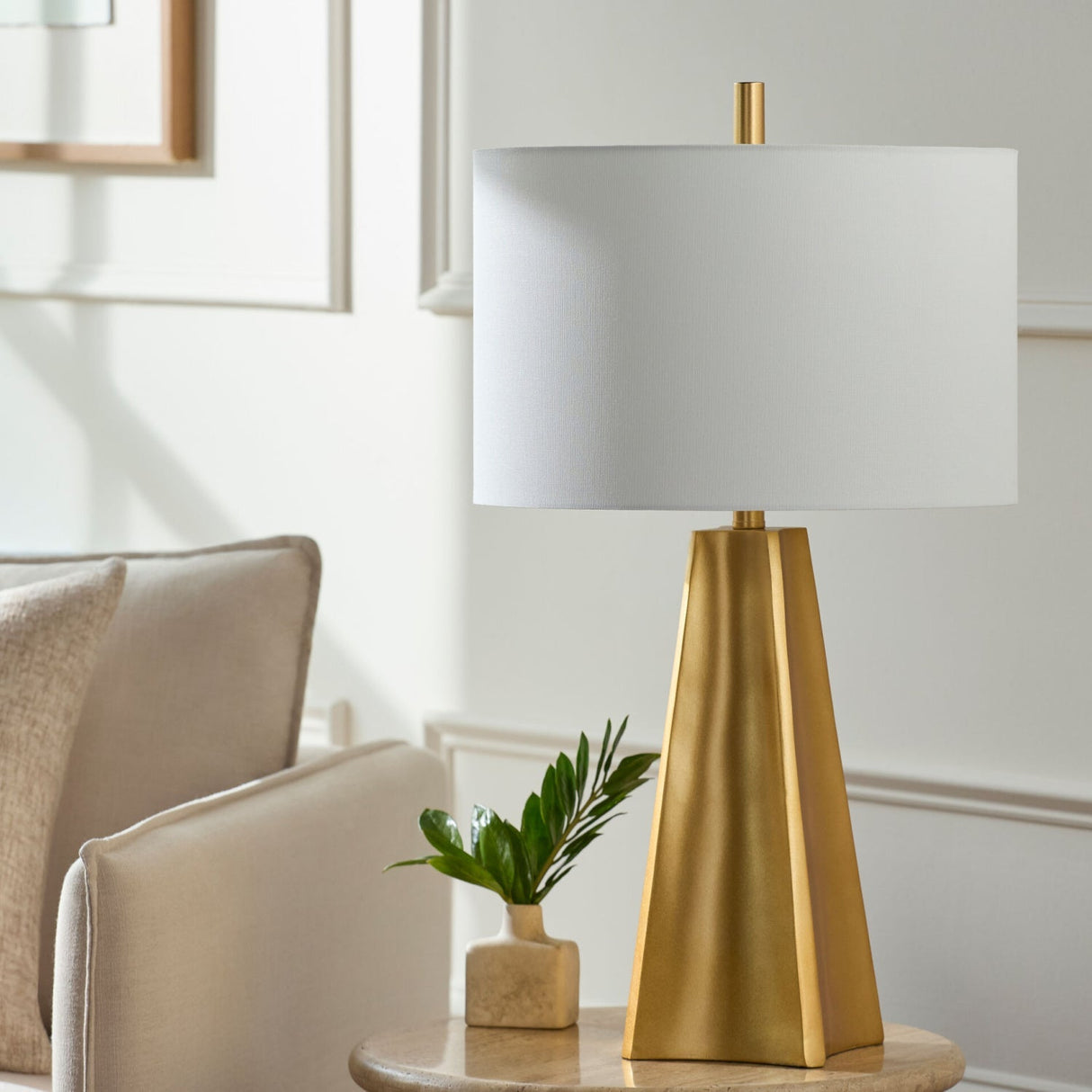 Modern European furniture - Gold Faceted Base Table Lamp - www.oroa.com