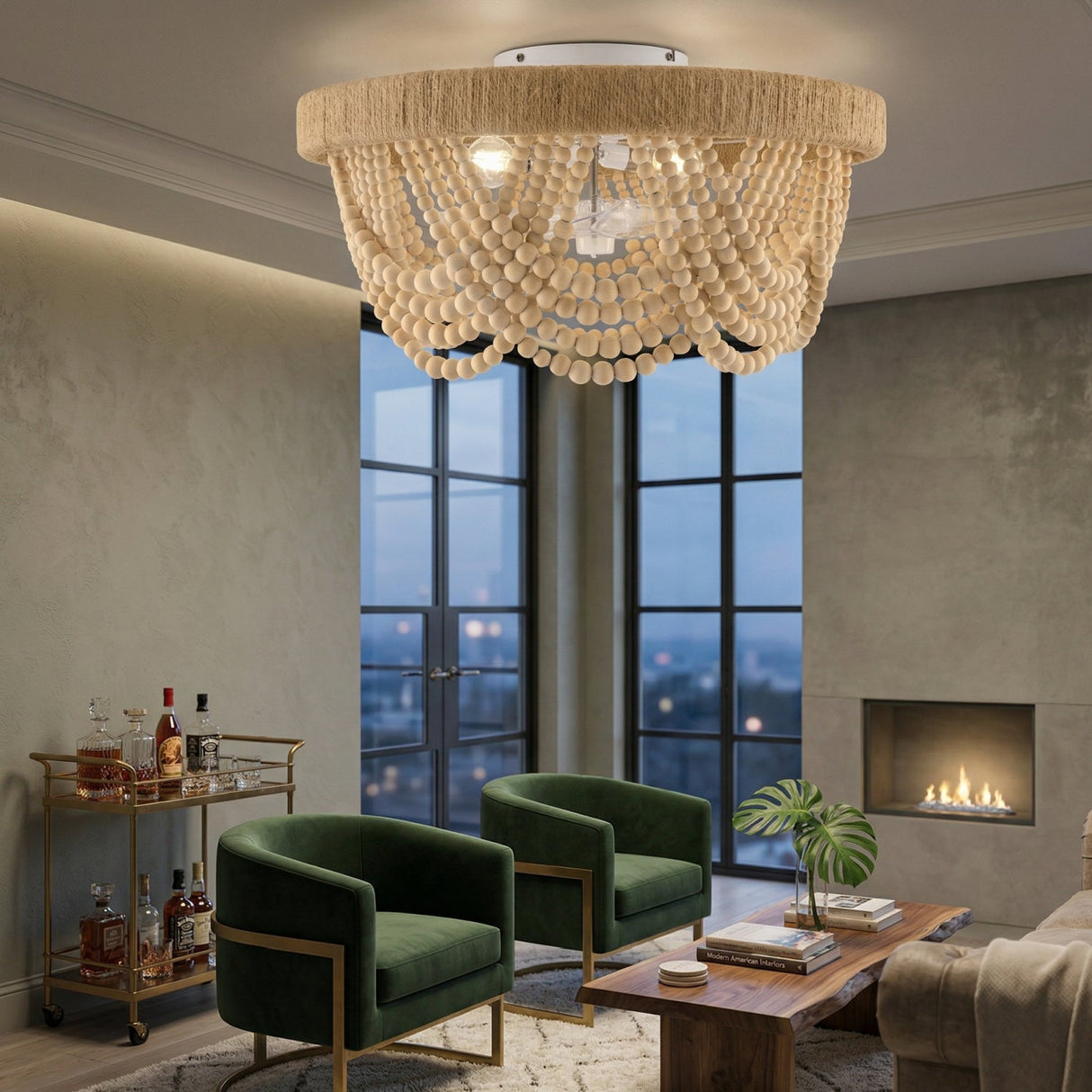 Modern European furniture - Wooden Beads Cascade Chandelier - www.oroa.com