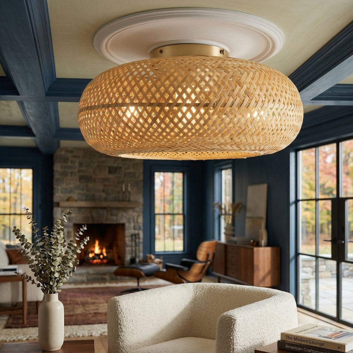 Modern European furniture - Woven Rattan Cane Chandelier - www.oroa.com