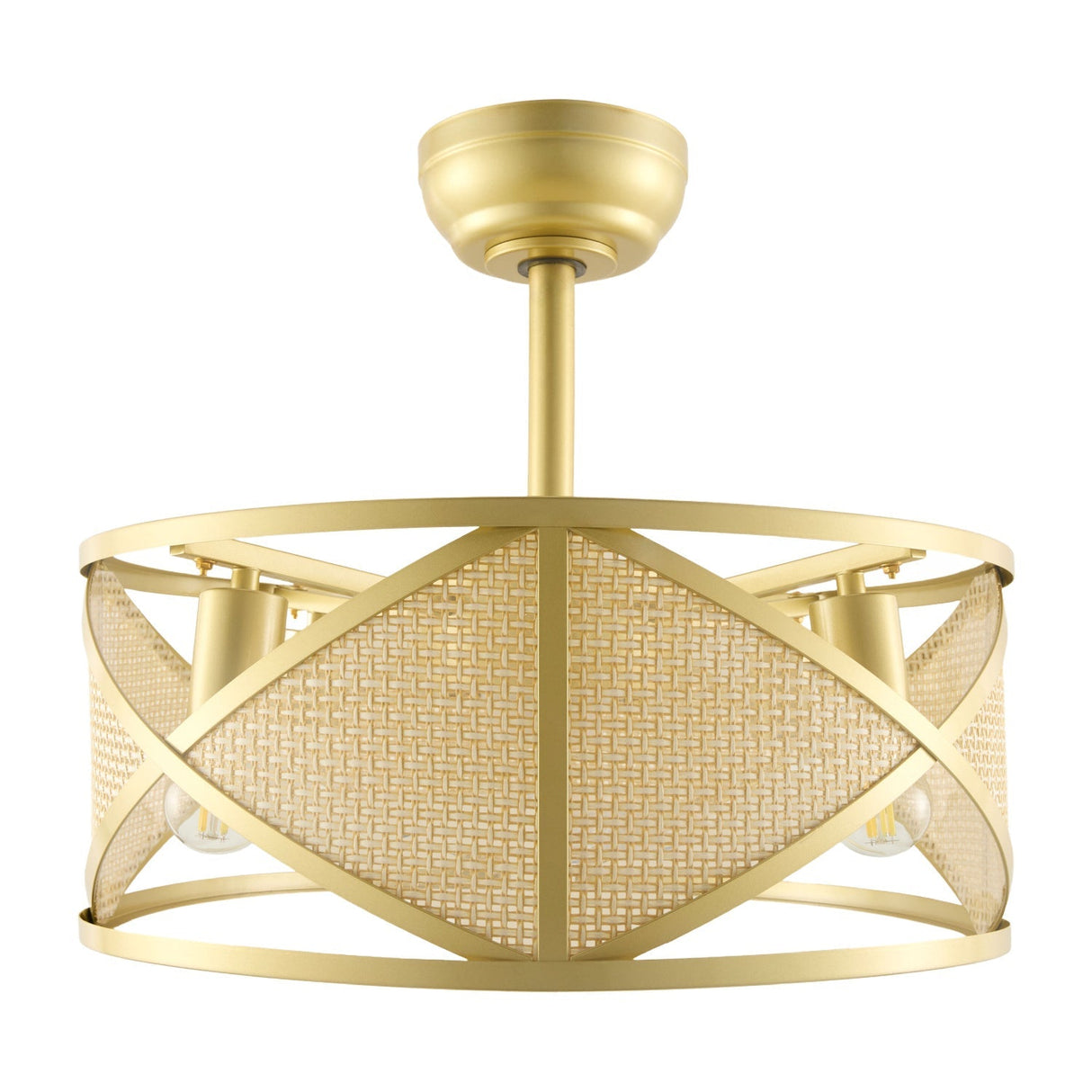 Modern European furniture - Gold Framed Rattan Chandelier - www.oroa.com